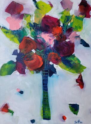 Small abstract flowers painting 