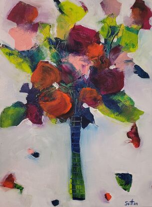 Small abstract flowers painting 