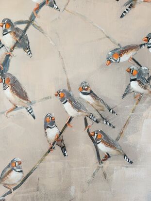 Zebra finches birds on branches would look great in any room 