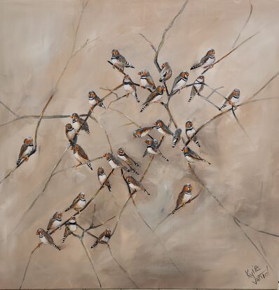 Zebra finches birds on branches would look great in any room 