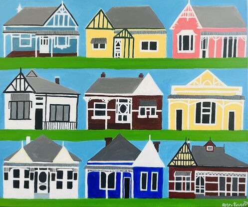 A painting of Federation style houses in my neighbourhood.