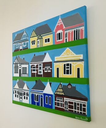 A painting of Federation style houses in my neighbourhood.