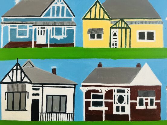 A painting of Federation style houses in my neighbourhood.