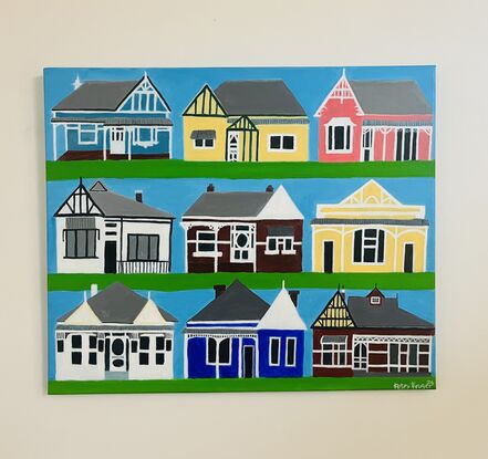 A painting of Federation style houses in my neighbourhood.