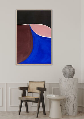 Colourful abstract landscape in Pink, Black, Maroon and Blue