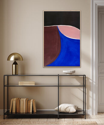 Colourful abstract landscape in Pink, Black, Maroon and Blue