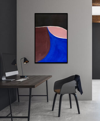 Colourful abstract landscape in Pink, Black, Maroon and Blue