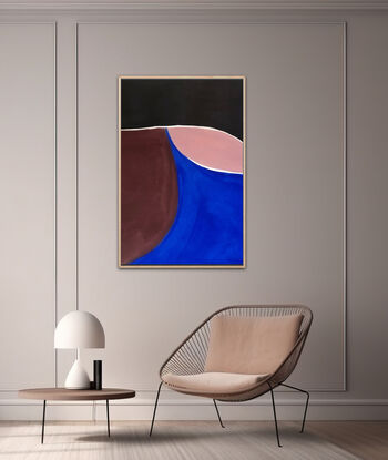 Colourful abstract landscape in Pink, Black, Maroon and Blue