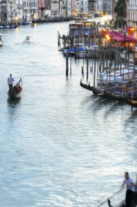 Gondoliers on Grand Canal in Venice, Italy