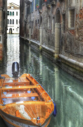 Gondoliers on Grand Canal in Venice, Italy