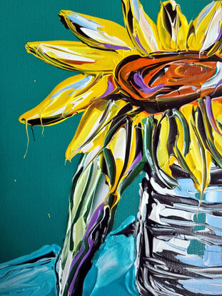 sunflower on teal
