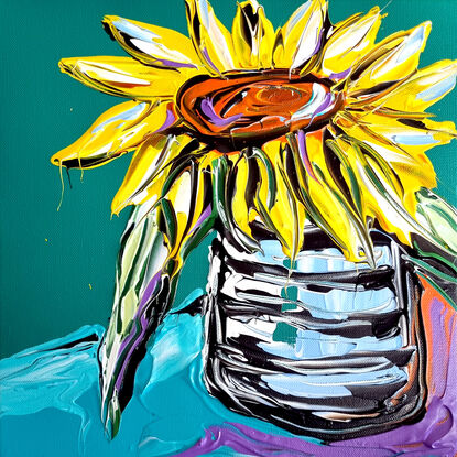 sunflower on teal
