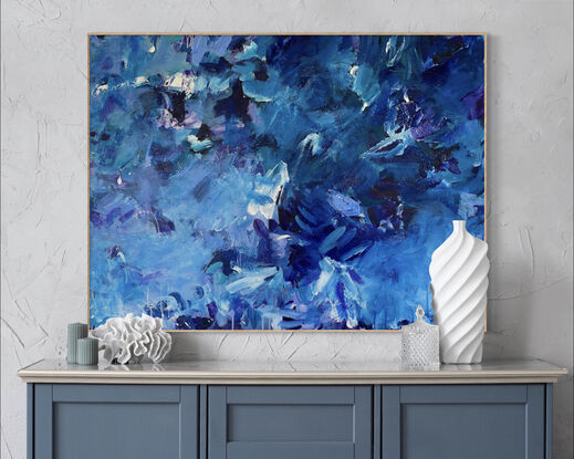 Blue abstract painting on canvas