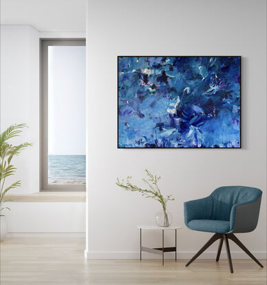 Blue abstract painting on canvas