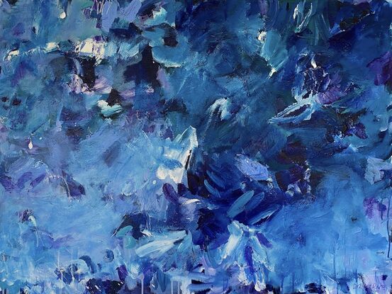 Blue abstract painting on canvas