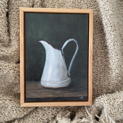 Farmhouse Pitcher, A moody still life oil painting of an a French Farmhouse Pitcher.  Painted by Australian artist Nicole Reed