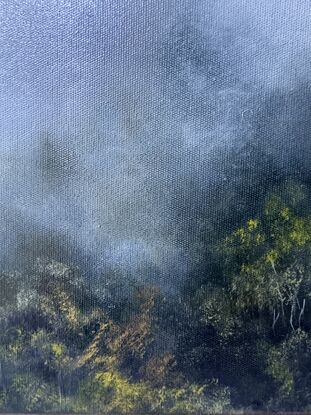 Mist cloud rising over forest 