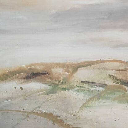 An abstract of clouds and landscape in earth colours of brown, cream, beige and cream