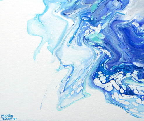 a fantasy of swirling flowing blues of waters creating organic lines and patterns in blues and white