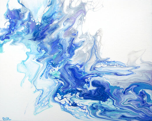 a fantasy of swirling flowing blues of waters creating organic lines and patterns in blues and white