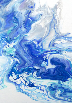 a fantasy of swirling flowing blues of waters creating organic lines and patterns in blues and white