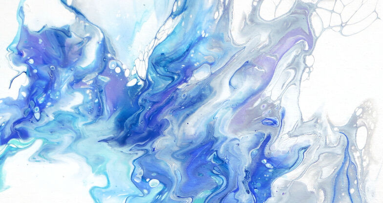 a fantasy of swirling flowing blues of waters creating organic lines and patterns in blues and white