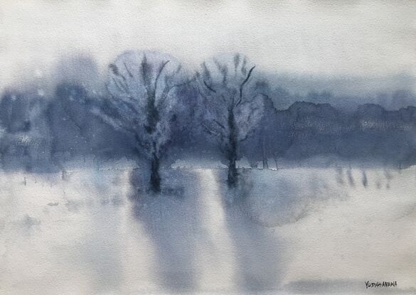 Original watercolour painting, landscape.