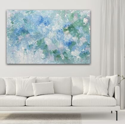 large blue water abstract artwork