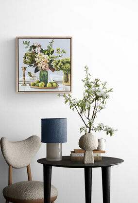 Australian still life with protea, magnolias and limes