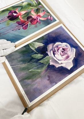 colourful fushia flower watercolour giclee print