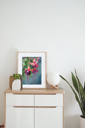 colourful fushia flower watercolour giclee print