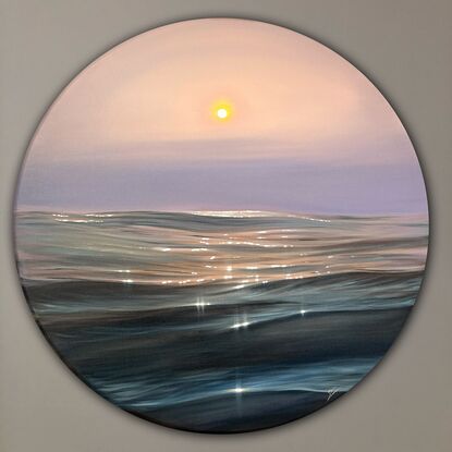 large original oil painting of a coastal sunset