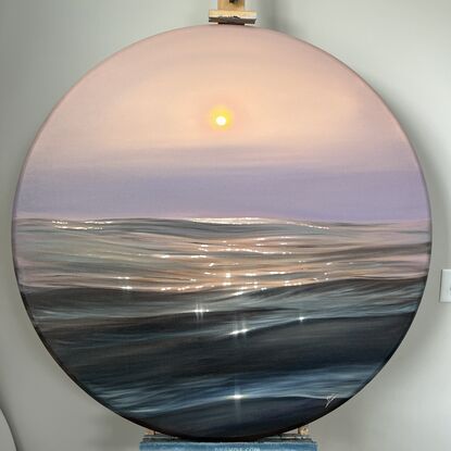 large original oil painting of a coastal sunset