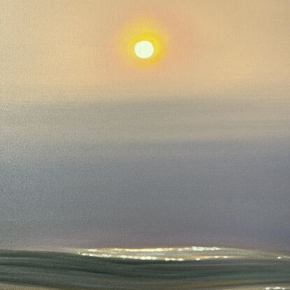 large original oil painting of a coastal sunset