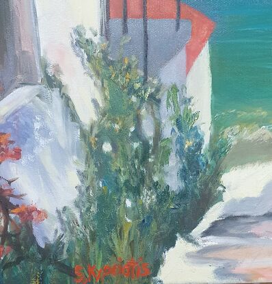 #oilpainting #greekwaters #perspectivepaintinggreece #artworkoninstagram #buildings greece