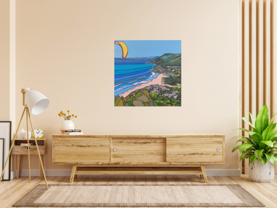 A paraglider overlooking Stanwell Park from Stanwell Tops.