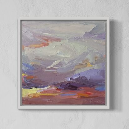 Expressive loose painting style of clouds at sunset