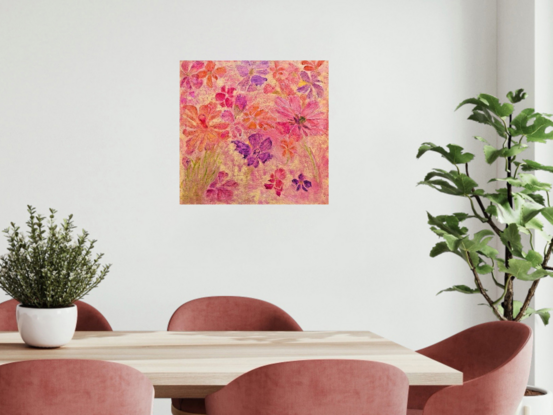 Be Mine Valentine is a highly textured and layered bouquet of wildflowers spreading a visual fragrance of love in any room.

All art works by Mia Pandey Gordon come with a personalized signed certificate of authenticity.