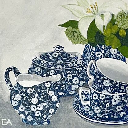 blue and white tea set