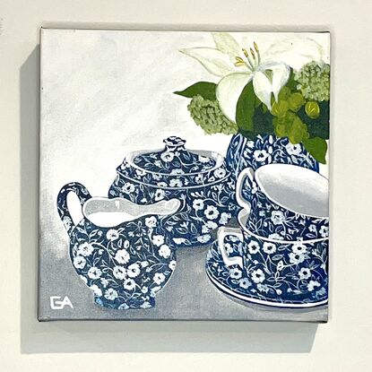 blue and white tea set