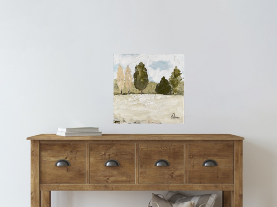 Original Figurative Farmhouse Painting featuring a country scene. 
