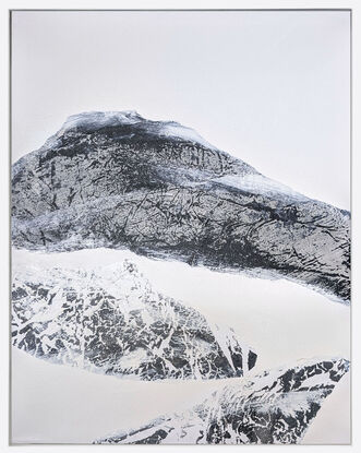 A black and white abstract landscape of moountains