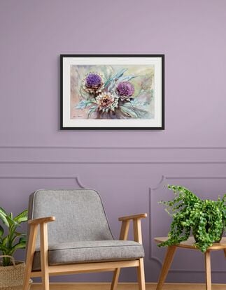 All flowers are beautiful, but this Artichoke as a vegetable and flower was a fascinating study.  I captured some of its qualities with paint, then more of it's  structure with sepia coloured ink.





