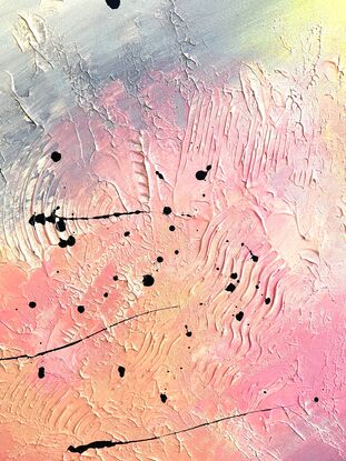 This abstract piece is a stylized textured and colourful depiction of the Australian dessert landscape