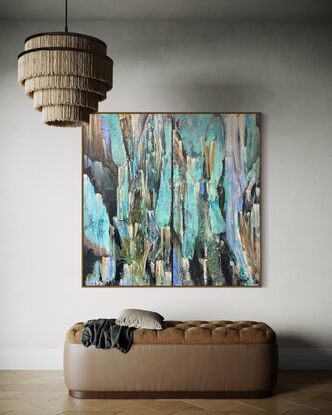 abstract turquoise and black landscape