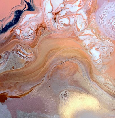 Peach, pink and gold swirly abstract.