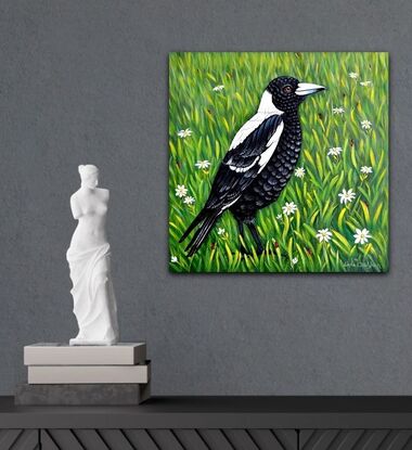 Magpie bird painting 