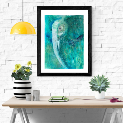 Atmospheric and abstract elephant painting. 