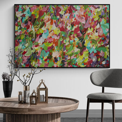 colourful large modern abstract flower garden landscape painting