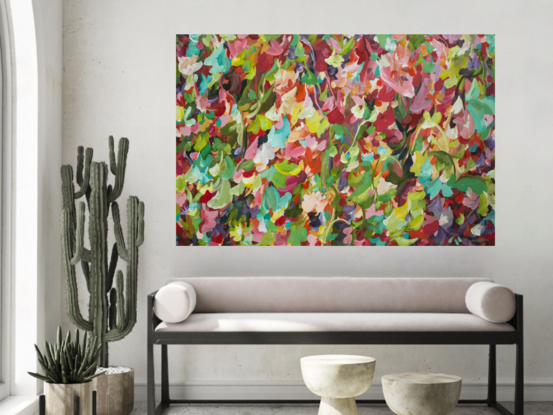 colourful large modern abstract flower garden landscape painting